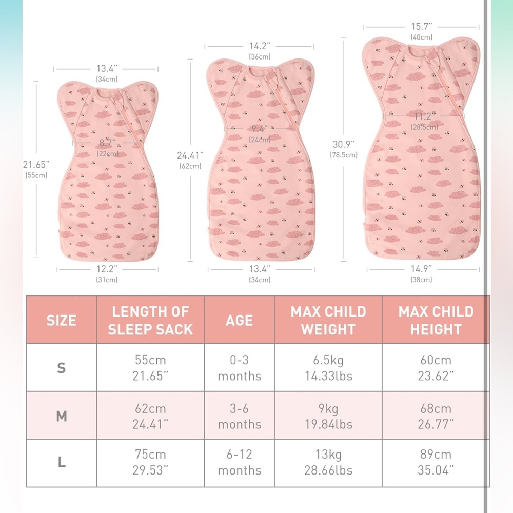 NWOT 0-3 M Swaddle Blanket Sleep Sack with Arms Up Design